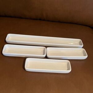 Pampered Chef Simple Additions White Porcelain Condiments Tray, Set of 4